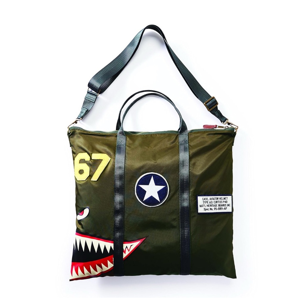Brown Camouflage Travel/Helmet Tote with Shark Mouth Design